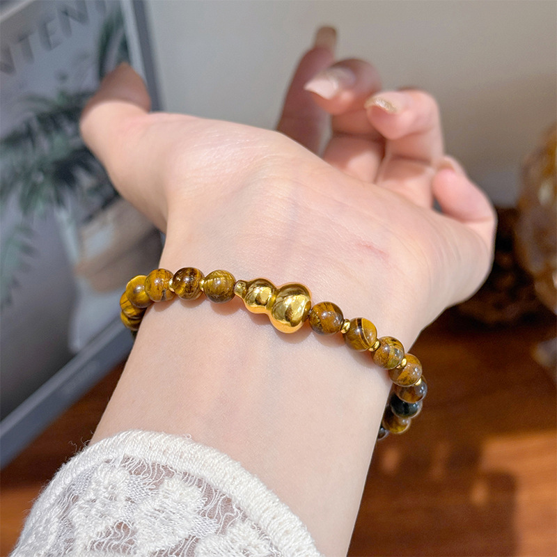 Qingdao Daimishu Jewelry Fashion Exquisite Gourd Copper Coin Tiger Eye Stone Bracelet Light Luxury High-End Jewelry for Women Qingdao Daimishu Jewelry Fashion Exquisite Gourd Copper Coin Tiger Eye Stone Bracelet Light Luxury High-End Jewelry for Women