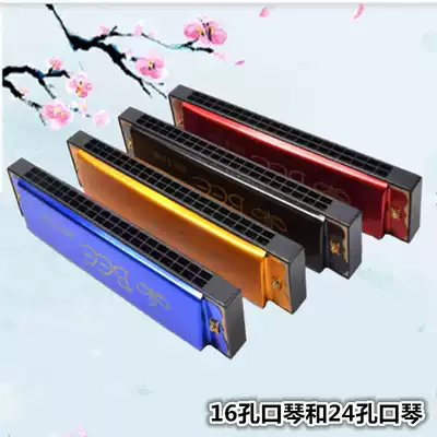 Bee 24-hole color harmonica 16-hole harmonica Children's beginner introduction harmonica gift harmonica playing instrument