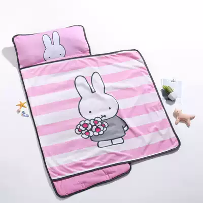 Large afternoon sleeping mat kindergarten afternoon sleeping bag thin super soft cover blanket sleeping bag portable lunch mat pillow can be removed
