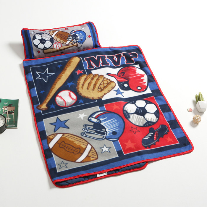 Double-sided velvet blanket nap pad M kindergarten nap bag Children's portable one-piece anti-kick sleeping bag