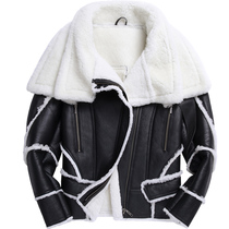 2021 winter new high-quality sheepskin wool one-piece Korean version three-dimensional cut slim fur pilot mens coat