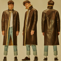 GG LIMITED 2021 rookie section large long section sheepskin wool one-piece genuine leather thick trench coat fur coat mens trend