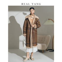 REALYANG meets warm imported medium-long fur one-piece lamb hair female fur coat winter 21 new
