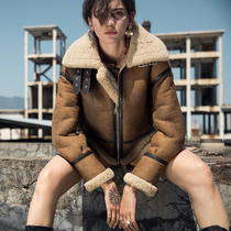 2021 new short thin original ecological Merino fur one-piece motorcycle coat female lamb hair thickened leather grass