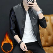 Mùa đông cộng với nhung dày áo khoác nam giản dị nam thanh niên Phiên bản Hàn Quốc của xu hướng tự tu dưỡng đẹp trai áo khoác da PU