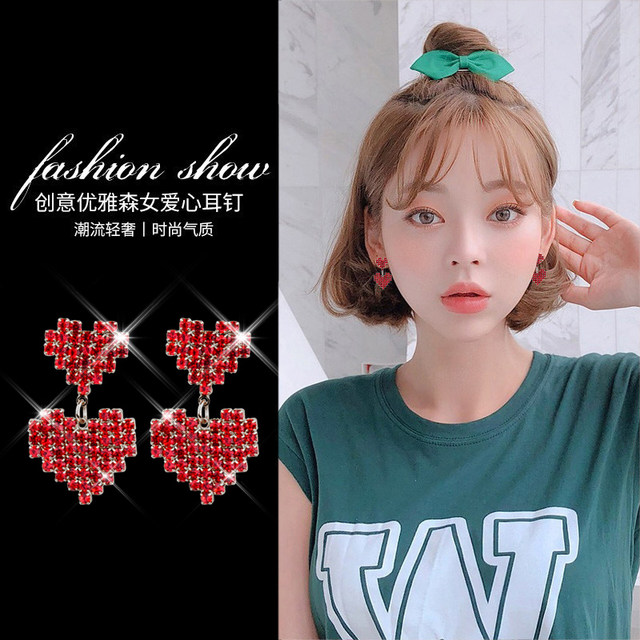 New Year's red personality all-match earrings net red long tassel earrings Korean show face thin earrings earrings female trend