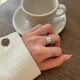 Ring female light luxury personality niche design day Korea ins tide cold wind three-piece ring female simple tail ring