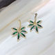 2021 new trendy earrings green earrings personality rhinestone leaf earrings silver needle female all-match fashion earrings