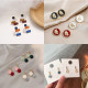 S925 silver needle Korean simple temperament geometric small disc dripping oil hit color earrings earrings personality earrings female earrings