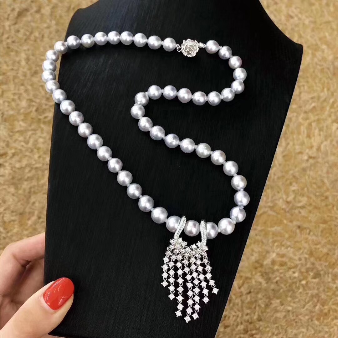 O1CN01011UZZ1YOwZCGTfkP !!891893050 Silver Micro Inlaid Zircon Pearl Long Tassel Necklace Sweater Chain Accessories