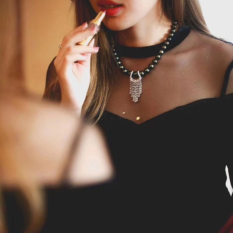 O1CN01jyCcFY1YOwZF3WAqy !!891893050 Silver Micro Inlaid Zircon Pearl Long Tassel Necklace Sweater Chain Accessories