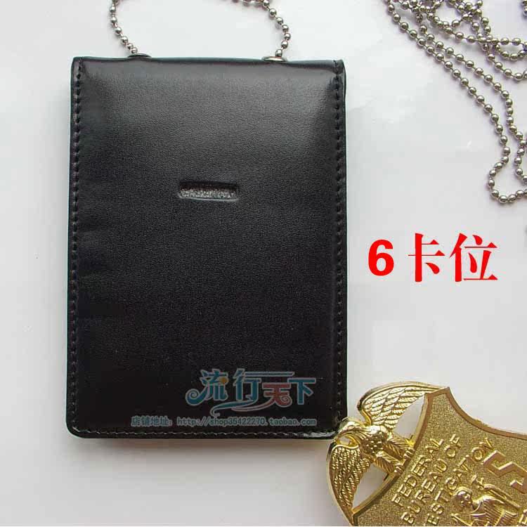 American Badge Pearl Chain Driver's License Document Clip Plus Oil Card Driving License Leather Clip (without badges)