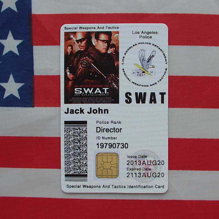Personalized entertainment card Los Angeles SWAT ID card New PVC card Entertainment animation card