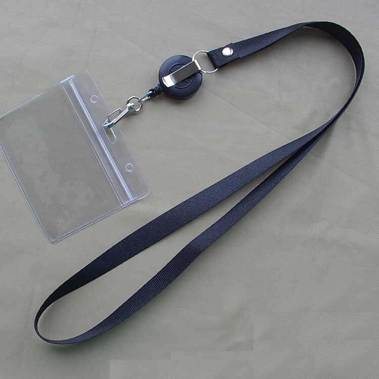 Transparent waterproof document clip hanging rope type chest card hanging rope horizontal vertical version document sleeve easy to pull up the hanging rope chest card