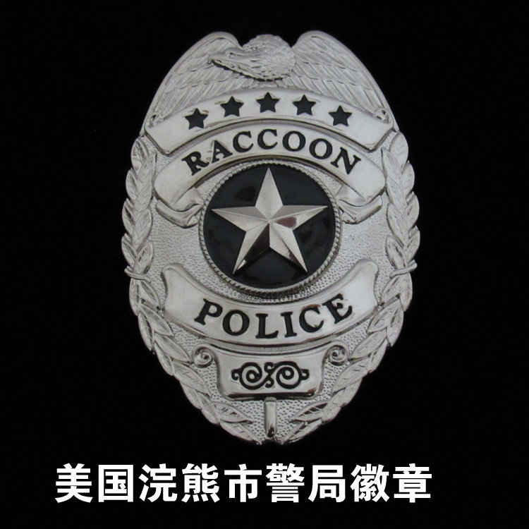 American Metal Badge Cartoon COS Video Prop Badge Raccoon city PD Raccoon metal Grand Badge