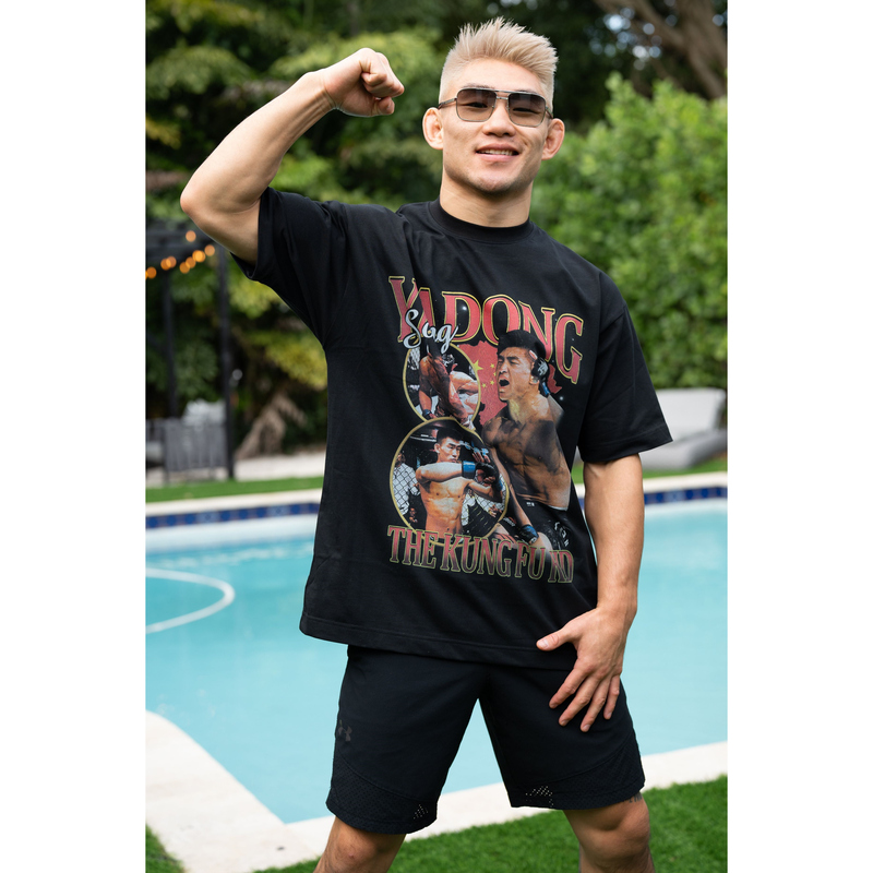 Chinese Power Song Yadong Ufc Fighting Street American Style Small Neckline Heavyweight Pure Cotton Vintage Vtg Short Sleeve T-Shirt