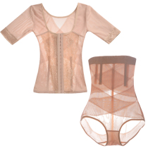 Breathable breasted strengthening waist waist split body body shaping suit female summer ultra-thin set Body underwear lifting hip arm