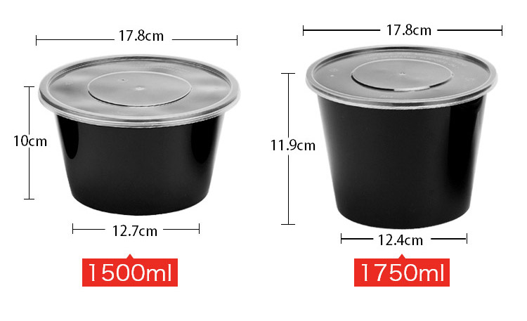 Hình chữ nhật tròn dày 1000ML hộp ăn trưa dùng một lần hộp đen bao bì thức ăn nhanh hộp ăn trưa mang đi - Hộp cơm điện sưởi ấm hộp cơm giữ nhiệt 3 tầng