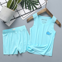 Childrens vest shorts suit ice silk baby Modale Cotton Two sets of ultra-slim male and female outwear home clothes