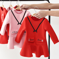 Girls son dress Dress Winter Dress Thickened Warm Children Clothes Dress New Year Dress Baby Princess Dresses Korean Version