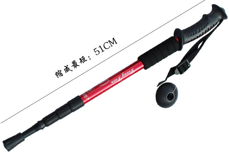 Cọc thẳng bốn phần cực leo núi Tay cầm thẳng Tôi mía đa năng 仗 đi bộ hợp kim nhôm 6061 ngoài trời người già gậy xếp gọn