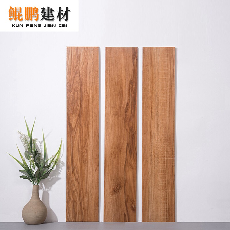 The wooden strip tile 150x800 living room bedroom log floor tile balcony floor tile anti - slip wear resistance