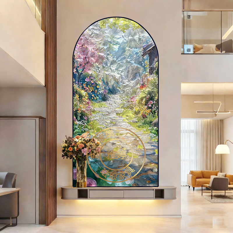 High-End French Cloisonné Enamel Art Glass Living Room and Bedroom Partition Screen for Entryway and Background Wall