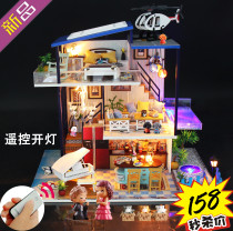 New DIY cottage blue sea edge hand-assembled intelligence large villa toy model three-dimensional mini building