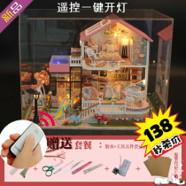 DIY cottage villa remote control light sweet talk handmade big room Model Assembly toy birthday gift