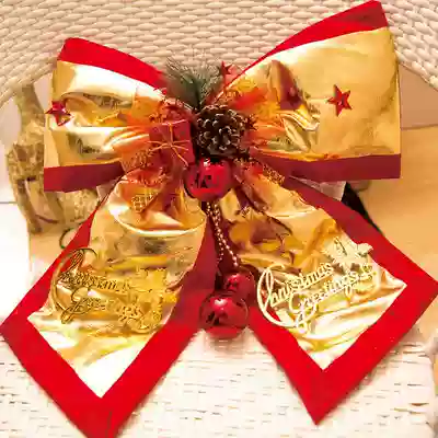 Christmas Day decorative bow large gold cloth pine cone bow wall hanging wall hanging jewelry store shopping mall decoration props