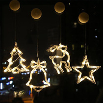 Christmas decoration creative LED suction cup chandelier elk Bell old man snowflake glass window room styling lamp