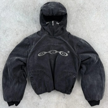 Cross-Border 2025 Face-Covering Zipper Hoodie, Cool Internet Celebrity Style, Hooded Cardigan, Dvn English New Style Y2K Top Jacket for Men