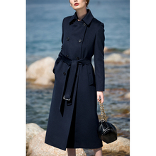 M Family 101801 Thickened Small Autumn/Winter Coat Over Knee Loose Hepburn Style Woolen Coat Woolen cashmere