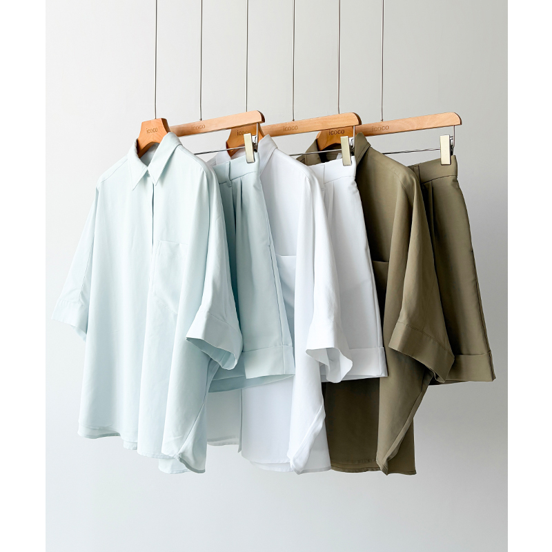 Lu+ Same Source Materials! Linen + Cotton Light-Performance Exclusive Fabric! Loose Shirt + Casual Shorts Set for Spring and Summer