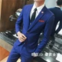 Bộ đồ mùa thu và mùa đông nam bộ 3 bộ màu đỏ và xanh nhỏ phù hợp với váy cưới ba mảnh quần tây nam