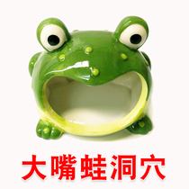 Large Mouth Frog Cave Shelter From The House Corner Frog Bullfrog Pet Frog Rearing Vat Made of a View Reptile Cave Climbing to Hide From The House