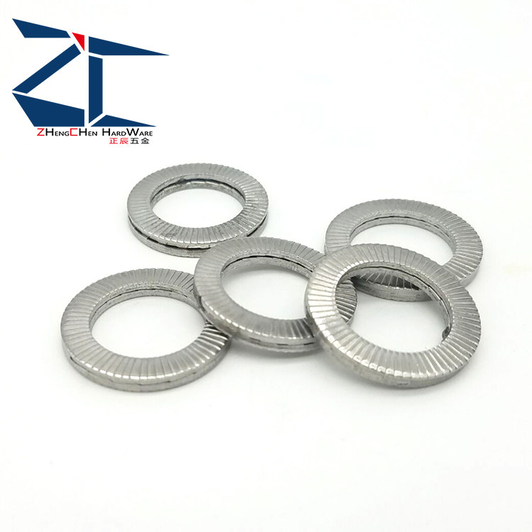 ZC607-2 anti-loose gasket 316 stainless steel double laminated safety shockproof locking gasket Alternative NLDF