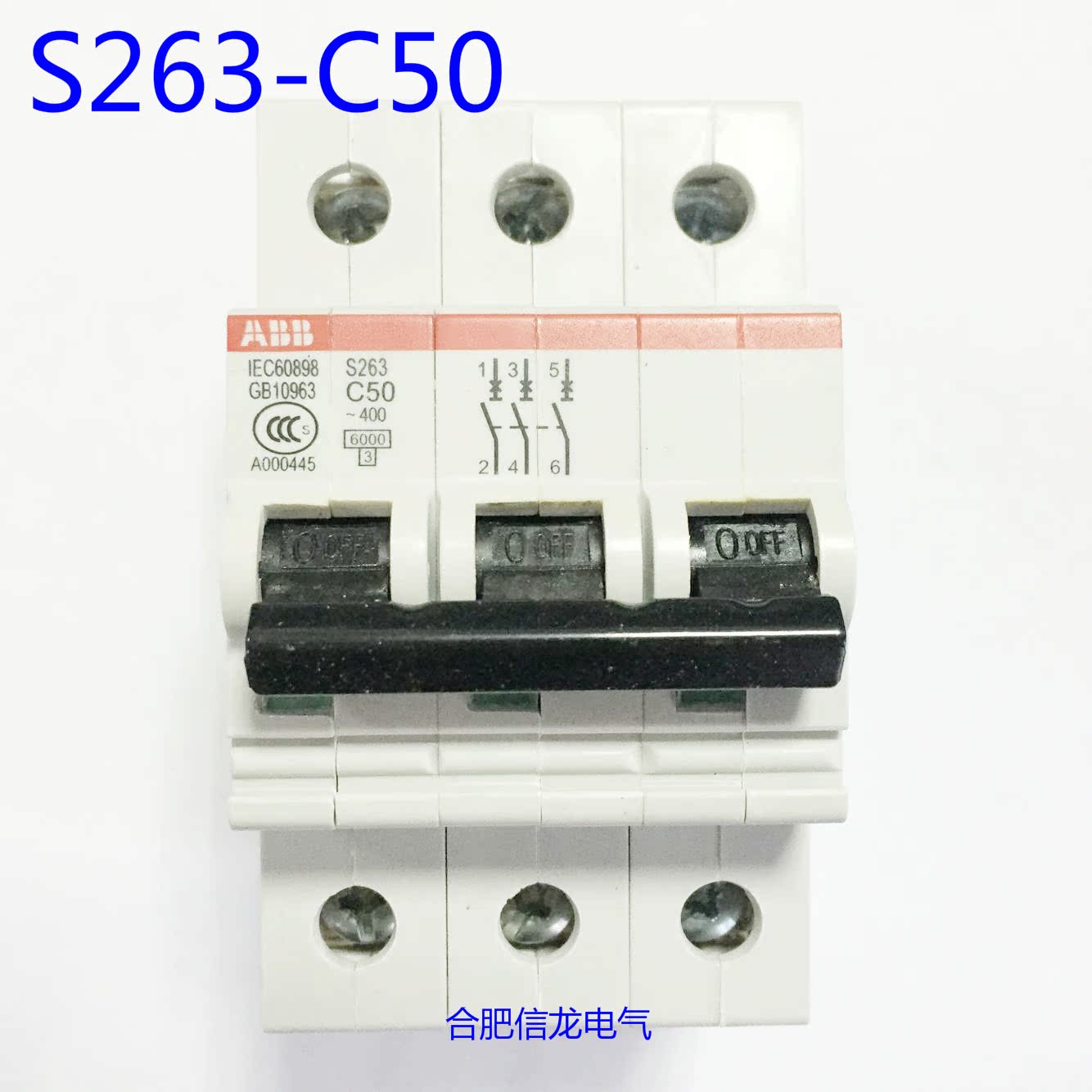 ABB small circuit breaker air switch three-pole C-type S263-C50 3P50A original fake one penalty ten