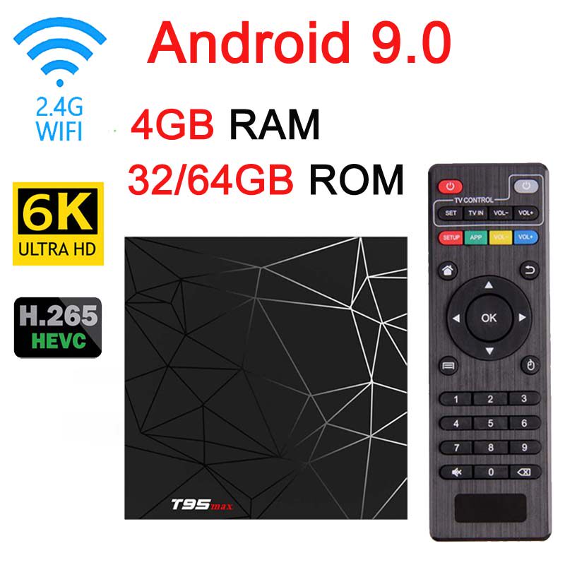 Android 9 Smart TV BOX Quad Core H6 HDMI 4K 6K Wifi KODI  