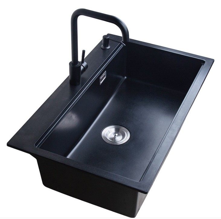 RAL winner Victory Imported Quartz Stone Kitchen Sink Like Black Single Sink Sink Washbasin