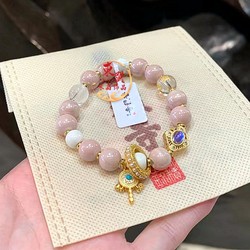 그레이 핑크 도자기 흰색 심장 Sutra 6 자식 만트라 달리기 링 브레이슬릿