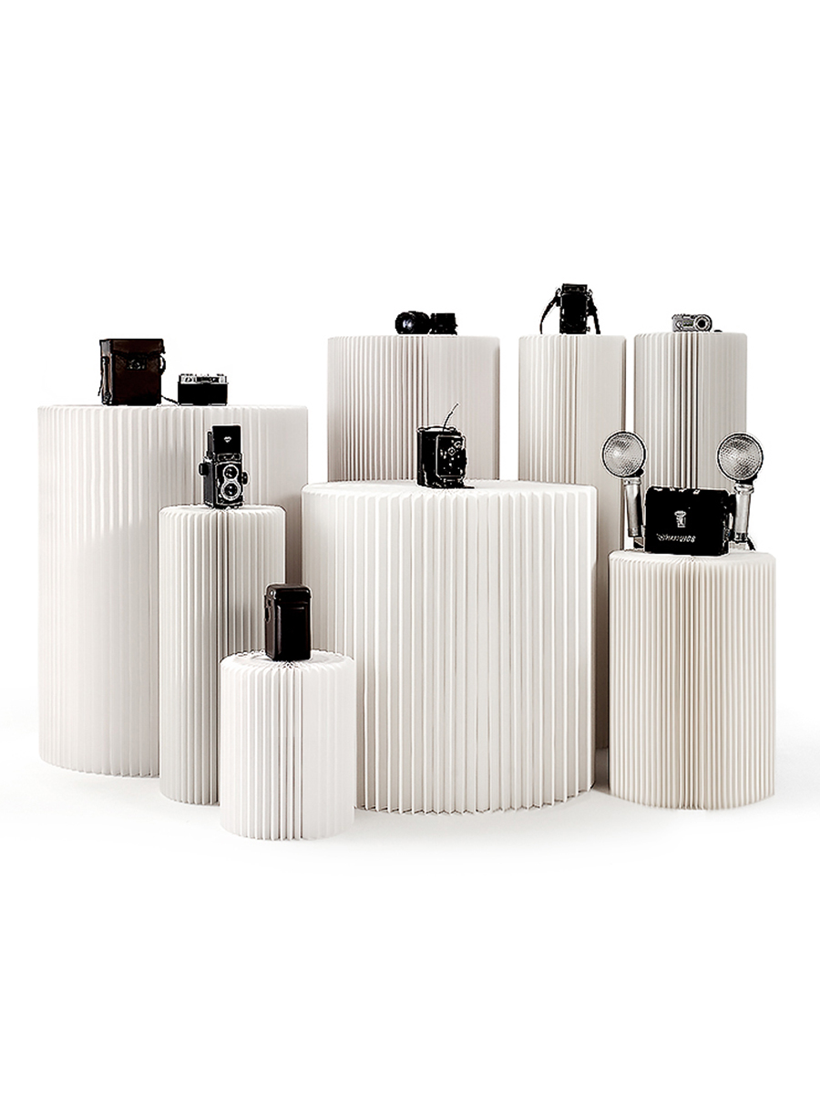 Paper exquisite creative window display rack Nakajima display table exhibition exhibition Folding paper cylindrical shelf round booth