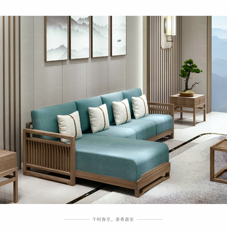 Lòng người ta là ở nổi tiếng đồ nội thất sofa gỗ Trung Quốc gỗ rắn mới phòng khách đồ gỗ tro màu gỗ sofa Zen mình - Ghế sô pha sofa góc giá rẻ