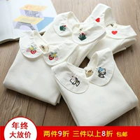 Mất một vài mảnh mỗi năm! Áo sơ mi thêu cotton dày 280 g Joker áo sơ mi chạm đáy thực tế sơ mi dài tay bé gái