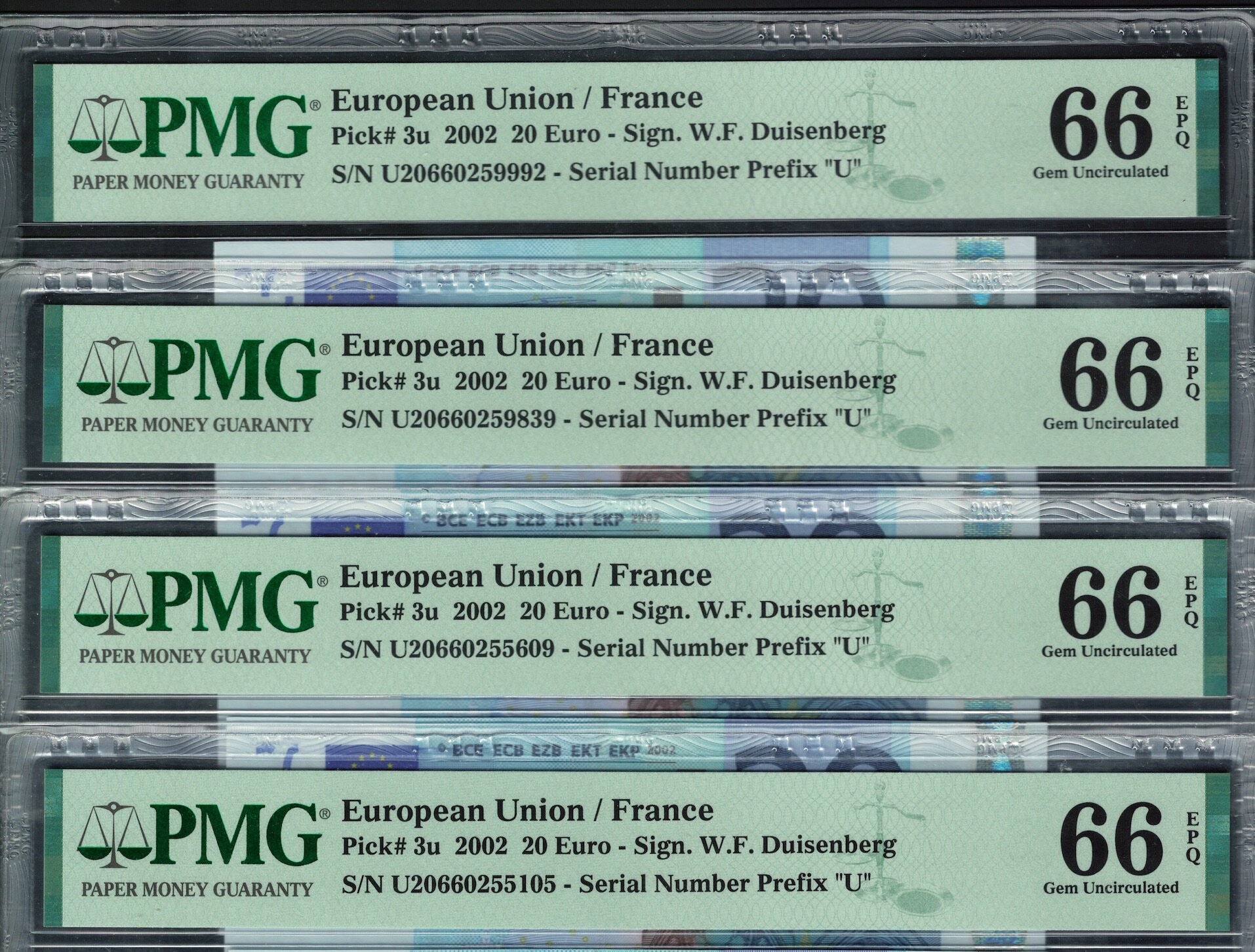 European Union France 2002 First signed 20 euros PMG66