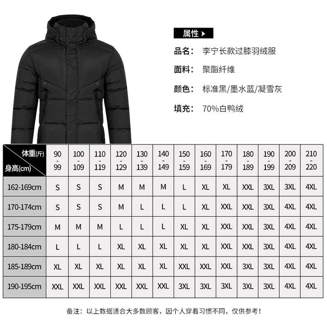 Li Ning Down Jacket ກິລາຜູ້ຊາຍ 2021 ໃໝ່ ກາງ ແລະ ຍາວ ບາດເຈັບສາຫັດ Duck Down ເສື້ອຄຸມການຝຶກອົບຮົມທີ່ອົບອຸ່ນ Jacket ຫນາແຫນ້ນລະດູຫນາວ