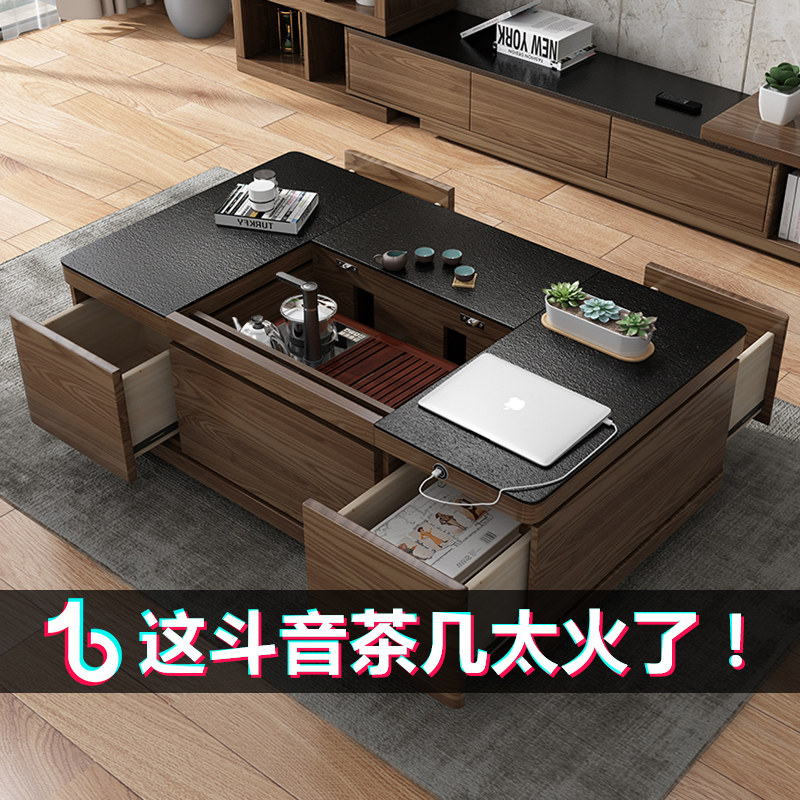 Fire Burning Stone Glass Tea Table Office Nordic Home Burning Kettle Integrated Living Room Kung Fu Lifting Multifunction Tea Table