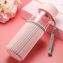 Fuguang glass portable cover Teacup Flower tea filter Handy cup Heat-resistant mens and womens glass customization
