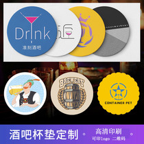 Bar Teahouse KTV Disposable Cup Cushion Custom print logo red wine Cocktail Beer Waterproof Paper Mat to be made