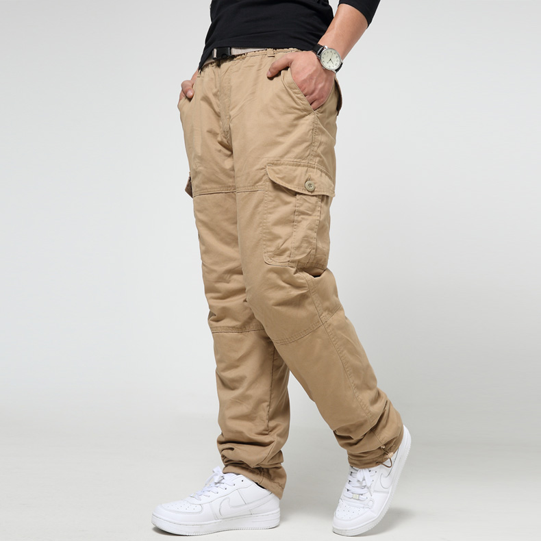 Thêm cộng nhung quần cotton dày gió chống workpants tuyết quần lạnh bông ngoài trời quần leo bông bình thường của nam giới.